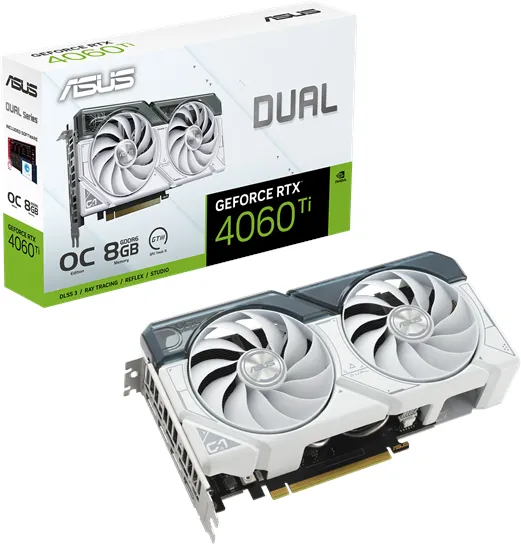 ASUS GeForce RTX 4060 Ti DUAL OC White - 8GB GDDR6 RAM - Grafikkort